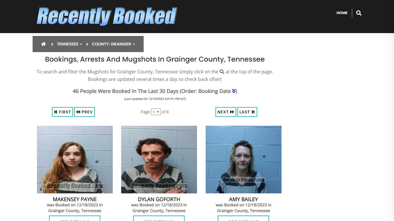Bookings, Arrests and Mugshots in Grainger County, Tennessee